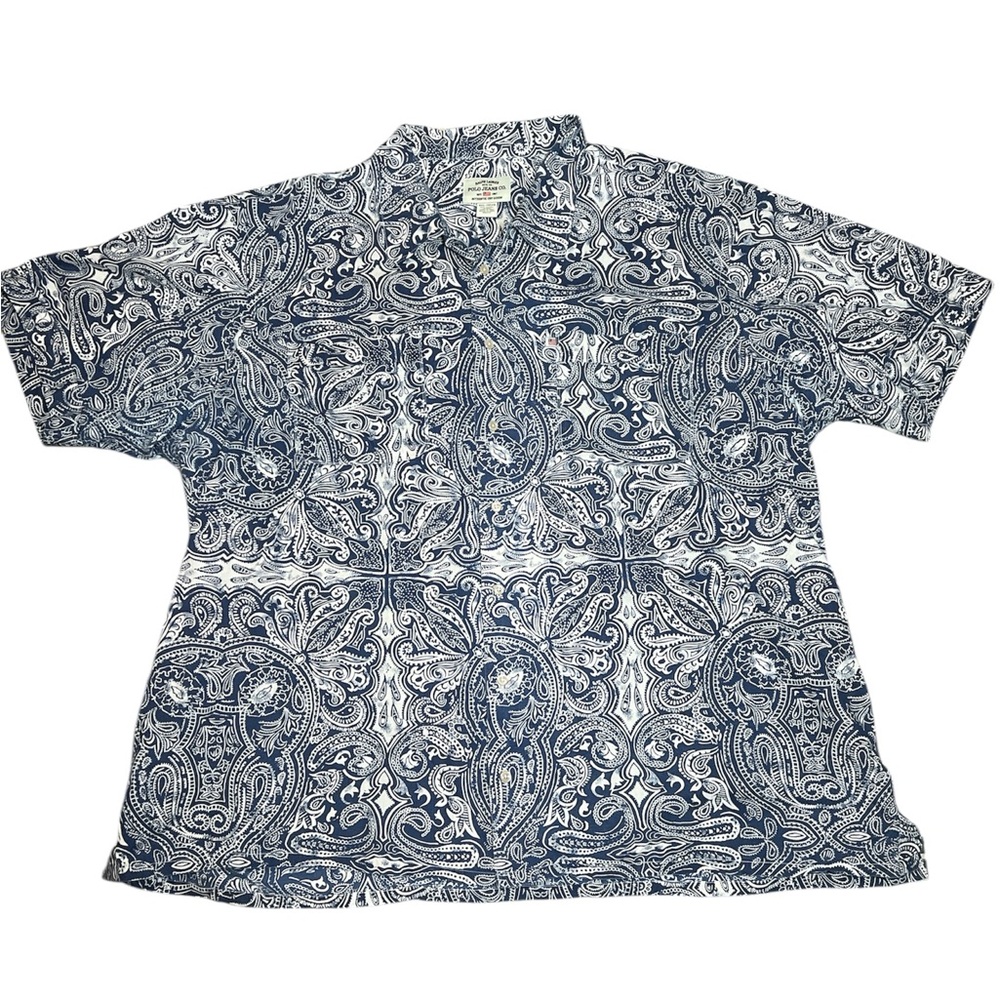 Ralph Lauren Navy and White Paisley Shirt
